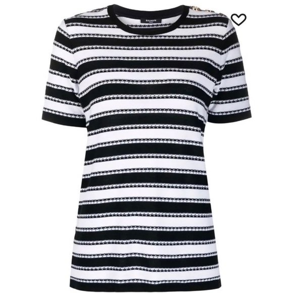 BALMAIN horizontal-stripe pattern short-sleeve top - Picture 4 of 12